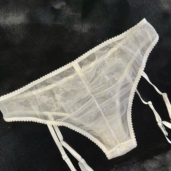 36D/M/L 2pc VS Victoria’s Secret I DO Bridal White lace ruffle babydoll garter - Picture 12 of 16